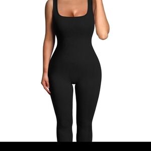 OTOS' Athleisure Ribbed Jumpsuit Sleeveless Tummy Control One Piece Romper S/M